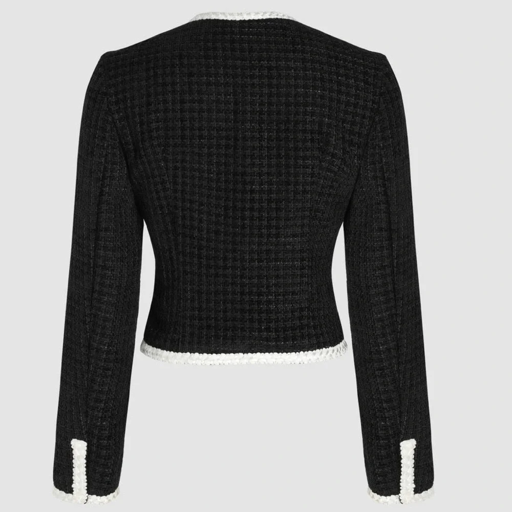 Cider Black and White Tweed Blazer Cropped Tailored - Picture 5 of 14